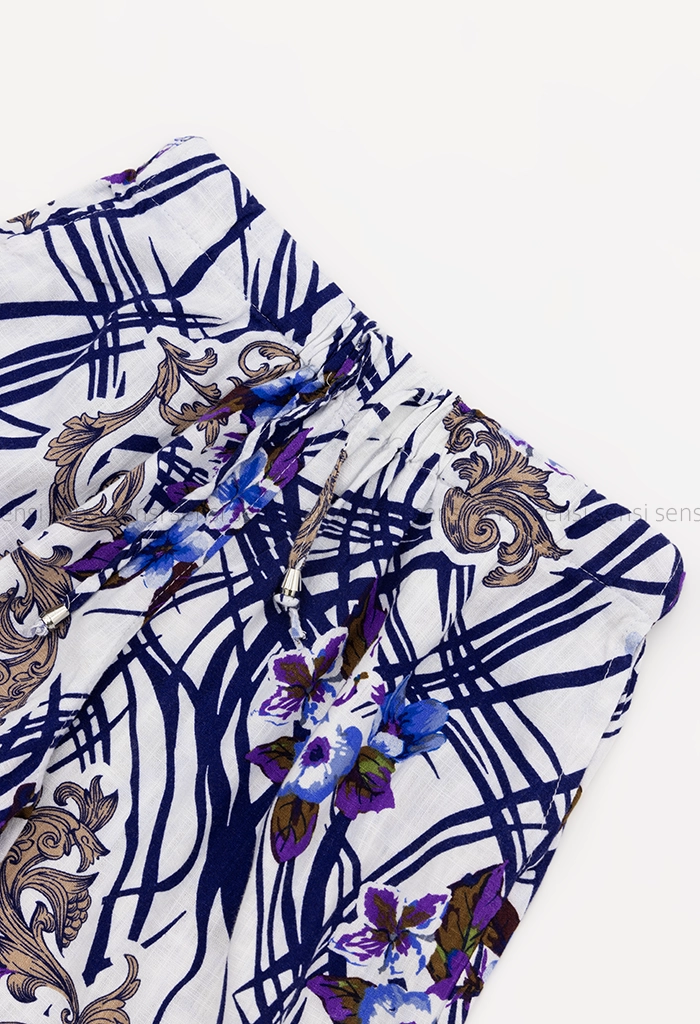 شلوار بگ طرح دار لینن کد1005316